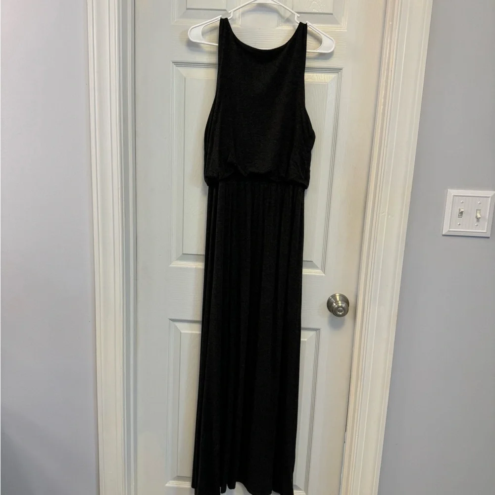 LOFT Dark Gray Blouson Maxi Dress Size Small - Picture 6 of 12
